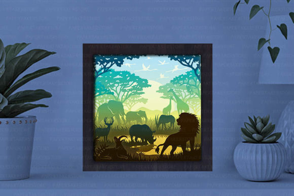 Africa Landscape Paper Cut Light Box Graphics Template