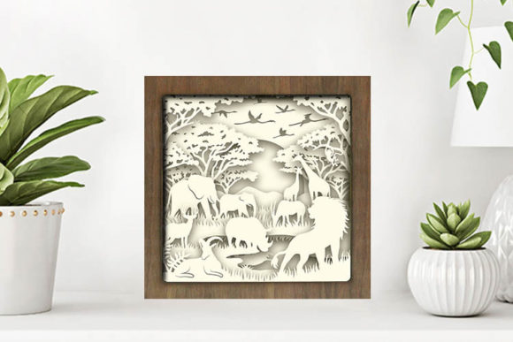 Africa Landscape Paper Cut Light Box Graphics Template