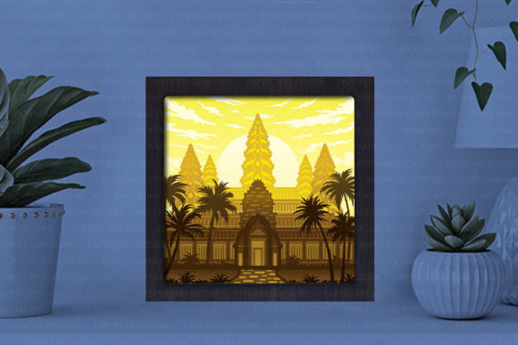 Angkor Wat Paper Cut Light Box Graphics Template