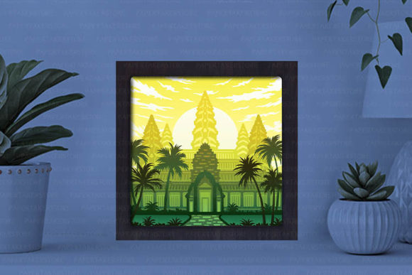 Angkor Wat Paper Cut Light Box Graphics Template