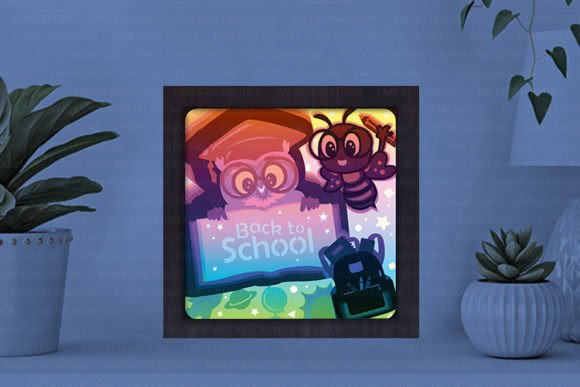 Back to School Paper Cut Light Box Graphics Template