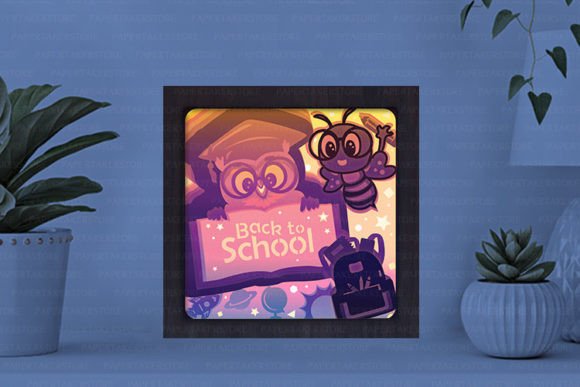 Back to School Paper Cut Light Box Graphics Template