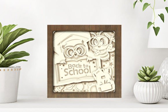 Back to School Paper Cut Light Box Graphics Template
