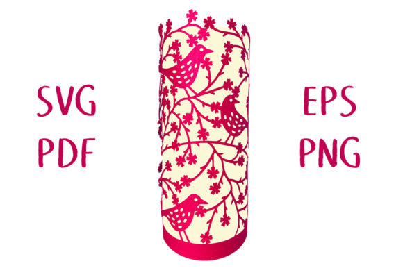 Floral/Birds Style Round Shape 3D Paper Lantern