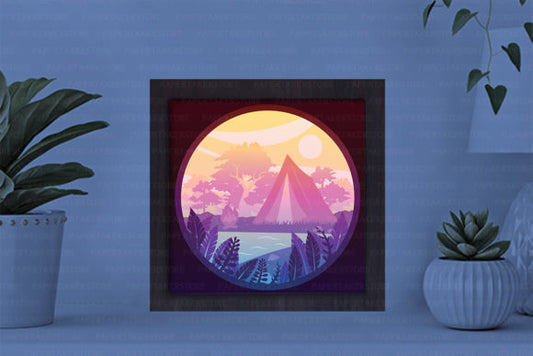 Camping Paper Cut Light Box Graphics Template