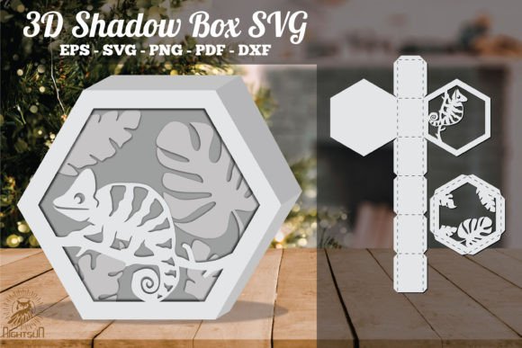 Animals 3D Shadow Box Paper Cut Template(Hexagon)