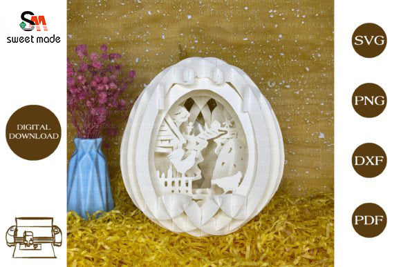 Chicken Pop Up Egg Light Box File Paper Cut Template Cricut File