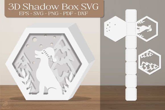 Animals 3D Shadow Box Paper Cut Template(Hexagon)