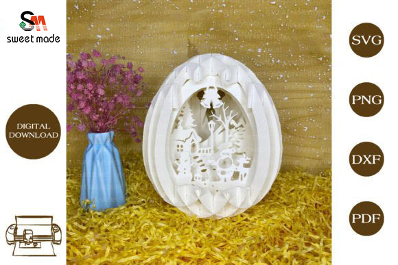 Christmas Pop Up Egg Light Box Paper Cut Template Cricut File