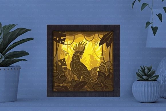 Cockatoos Paper Cut Light Box Graphics Template