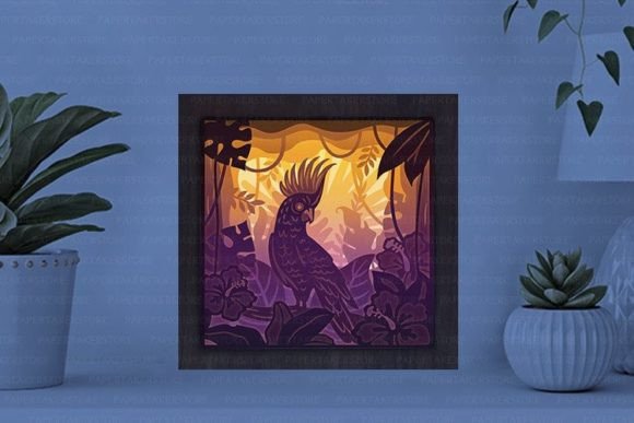 Cockatoos Paper Cut Light Box Graphics Template