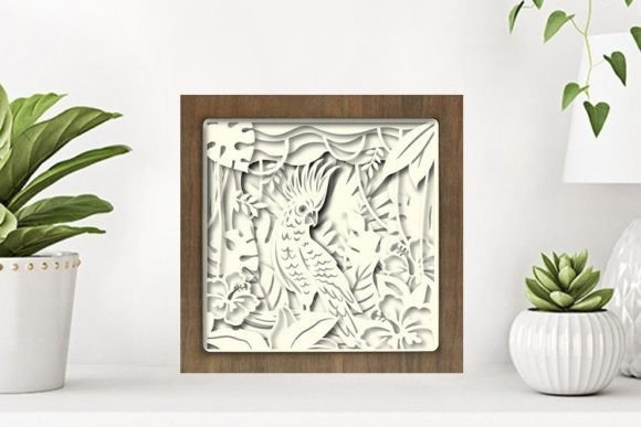 Cockatoos Paper Cut Light Box Graphics Template