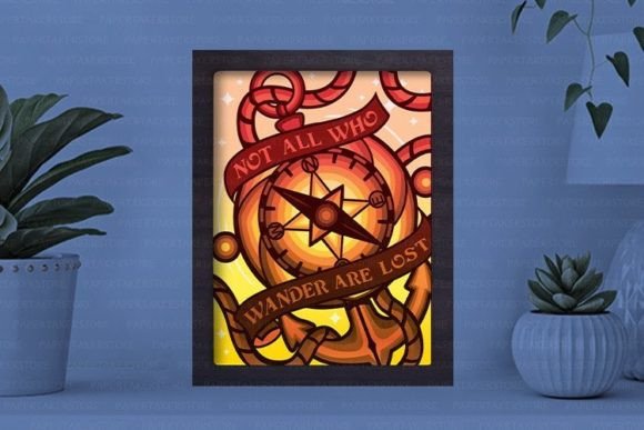 Compass Paper Cut Light Box Graphics Template