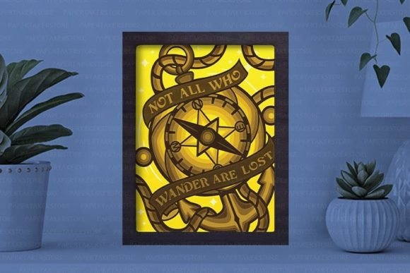 Compass Paper Cut Light Box Graphics Template