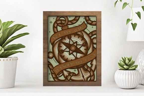 Compass Paper Cut Light Box Graphics Template
