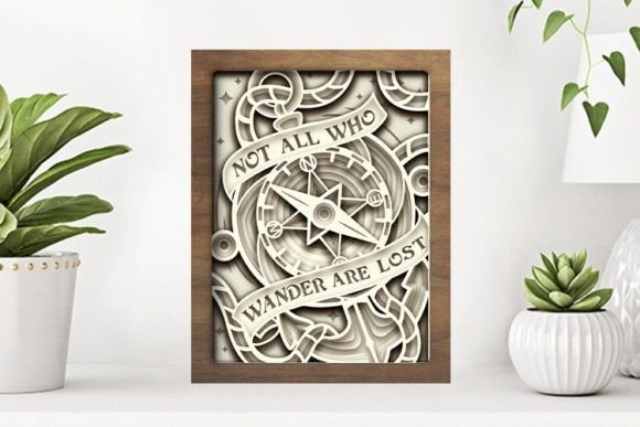 Compass Paper Cut Light Box Graphics Template