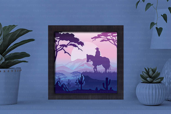 Cowboy Paper Cut Light Box Graphics Template