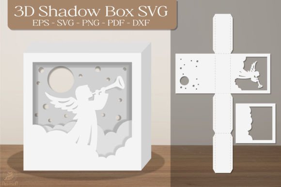 Square 3D Shadow Box Paper Cut Template