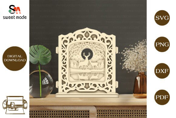 Deer 2 Pop Up Light Box File Paper Cut Template Cricut File