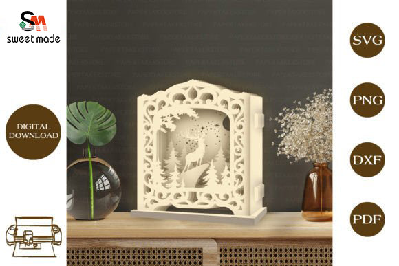 Deer 3 Pop Up Light Box File Paper Cut Template Cricut File
