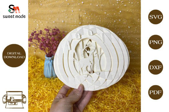 Deer Pop Up Egg Light Box Paper Cut Template Cricut File