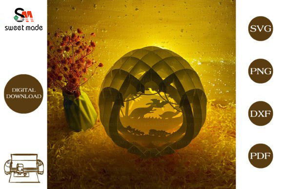 Dinosaur Pop Up Egg Light Box Paper Cut Template Cricut File