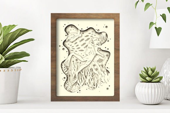 Diver Paper Cut Light Box Graphics Template