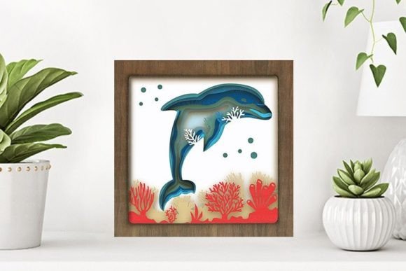 Dolphin Paper Cut Light Box Graphics Template