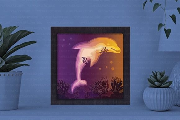 Dolphin Paper Cut Light Box Graphics Template