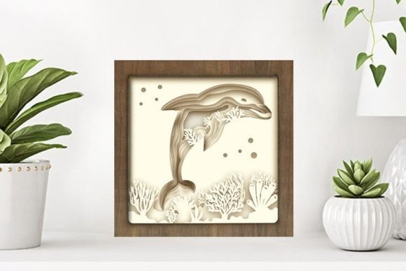 Dolphin Paper Cut Light Box Graphics Template