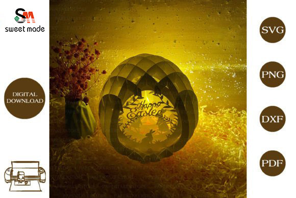 Easter-1 Pop Up Egg Light Box Paper Cut Template Cricut File