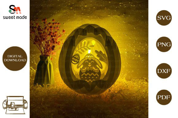 Easter-2 Pop Up Egg Light Box Paper Cut Template Cricut File