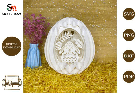 Easter-2 Pop Up Egg Light Box Paper Cut Template Cricut File