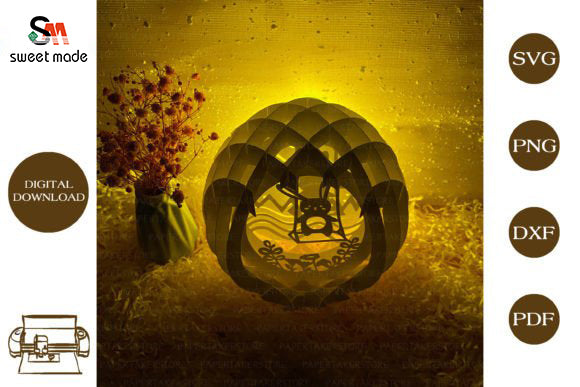 Easter-3 Pop Up Egg Light Box Paper Cut Template Cricut File