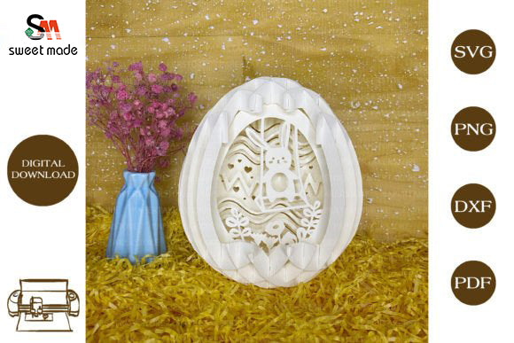 Easter-3 Pop Up Egg Light Box Paper Cut Template Cricut File