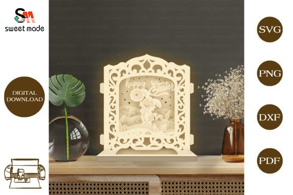 Easter 3 Pop Up Light Box File Paper Cut Template Cricut File