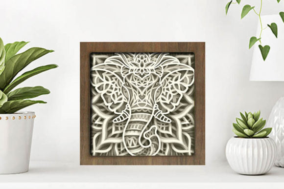 Elephant Paper Cut Light Box Graphics Template