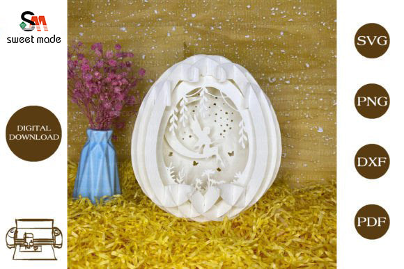Fairy Pop Up Egg Light Box Paper Cut Template Cricut File