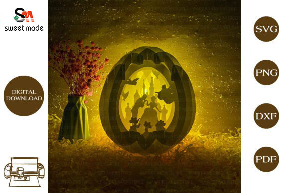 Fairy Tail Pop Up Egg Light Box Paper Cut Template Cricut File
