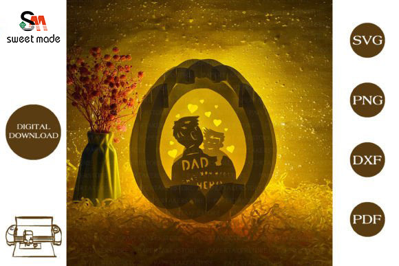 Fathers Day-2 Pop Up Egg Light Box Paper Cut Template Cricut File
