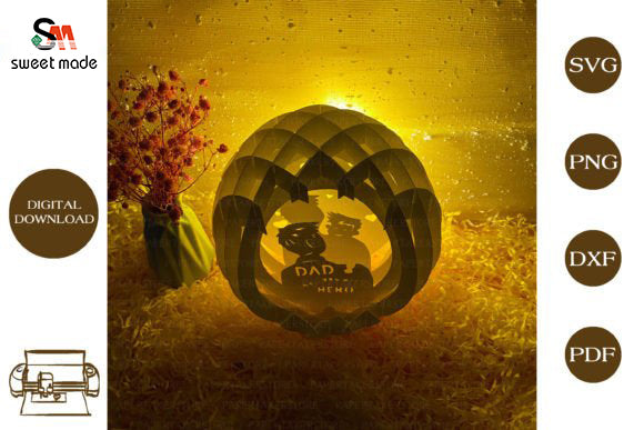 Fathers Day-2 Pop Up Egg Light Box Paper Cut Template Cricut File
