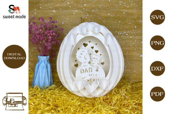 Fathers Day-2 Pop Up Egg Light Box Paper Cut Template Cricut File