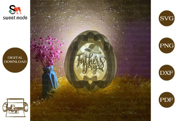 Fathers Day-4 Pop Up Egg Light Box Paper Cut Template Cricut File