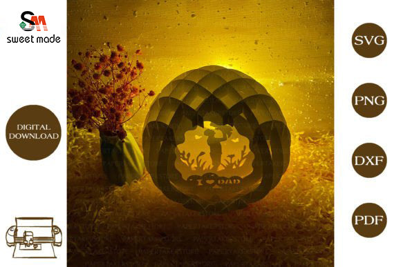 Fathers Day-1 Pop Up Egg Light Box Paper Cut Template Cricut File