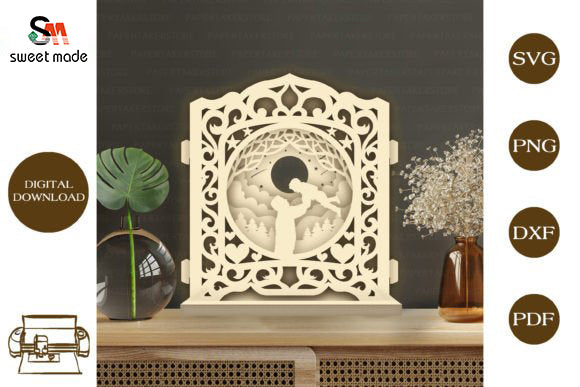 Fathers Day Pop Up Light Box File Paper Cut Template Cricut File
