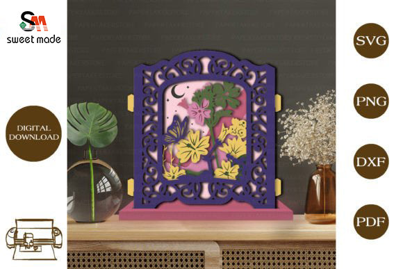 Flower Pop Up Light Box File Paper Cut Template Cricut File