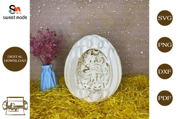 Halloween-1 Pop Up Egg Light Box Paper Cut Template Cricut File