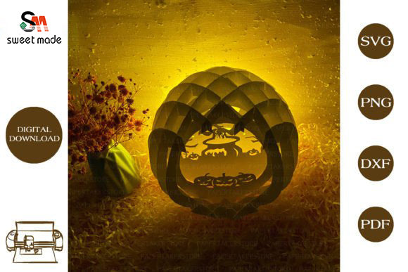 Halloween-2 Pop Up Egg Light Box Paper Cut Template Cricut File