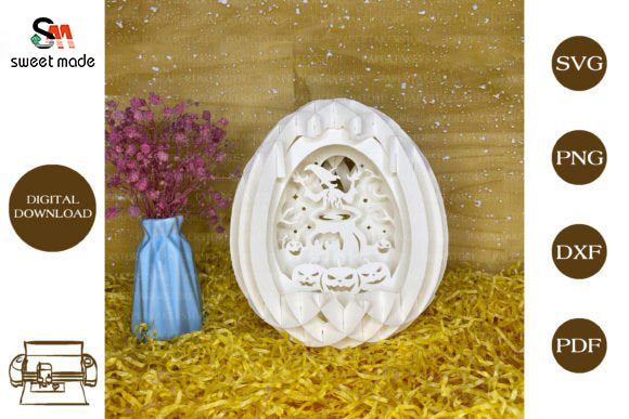 Halloween-2 Pop Up Egg Light Box Paper Cut Template Cricut File
