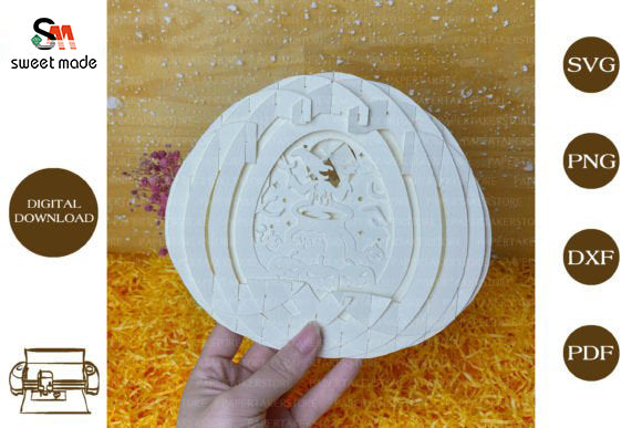 Halloween-2 Pop Up Egg Light Box Paper Cut Template Cricut File